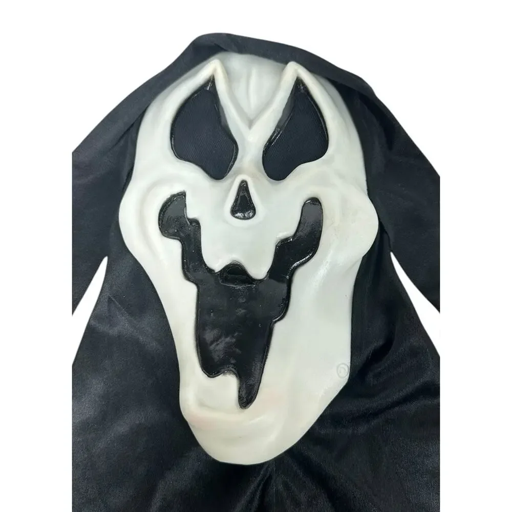 Ghostface Scream Mask Easter Unlimited Inc Squiggly Smile Metly Face with Hood